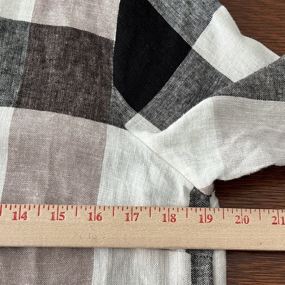 Soft Surroundings Plaid Check Linen Blend Button Up Shirt Back Zip Lagenlook M - Picture 9 of 15